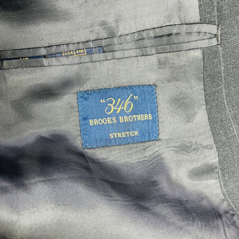 Brooks Brothers 346 Mens Suit 41R Grey Pinstripe Wool Stretch Blazer Pants Set - Picture 4 of 11